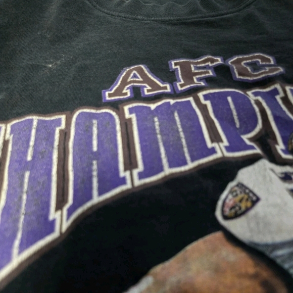 VINTAGE BALTIMORE RAVENS Shirt Mens Large Black 2001 Ray Lewis AFC Champions - Picture 3 of 5